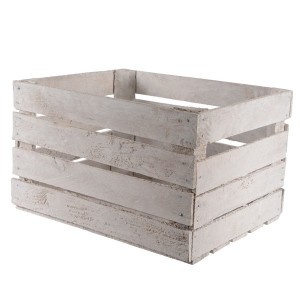 WOODEN APPLE CRATE WHITE 40x50x30cm